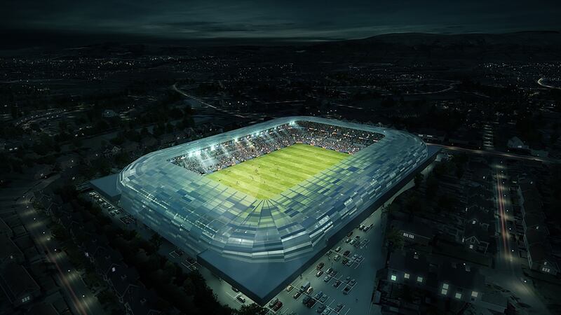 Computer-generated image of the proposed new GAA stadium at Casement Park, west Belfast. Photograph: Kelvin Boyes/Inpho/Presseye