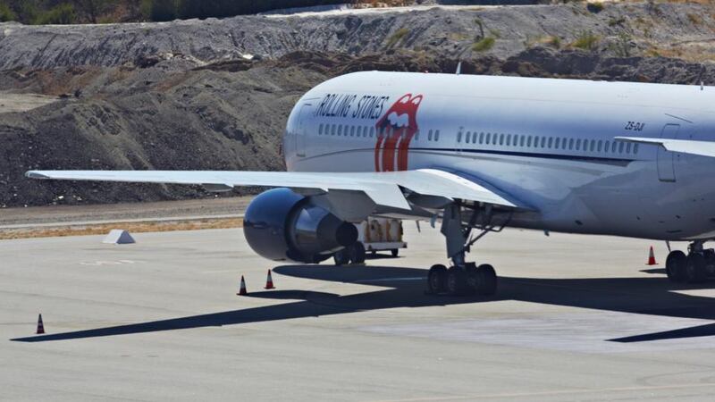 The Rolling Stones private jet sits on the tarmac at  Perth Airport in Australia today. Photograph: Sabine Albers/Getty Images