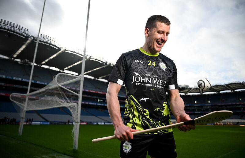 Kilkenny hurler Eoin Murphy during the launch of the John West Féile 2024 at Croke Park in Dublin. Photograph: Ramsey Cardy/Sportsfile