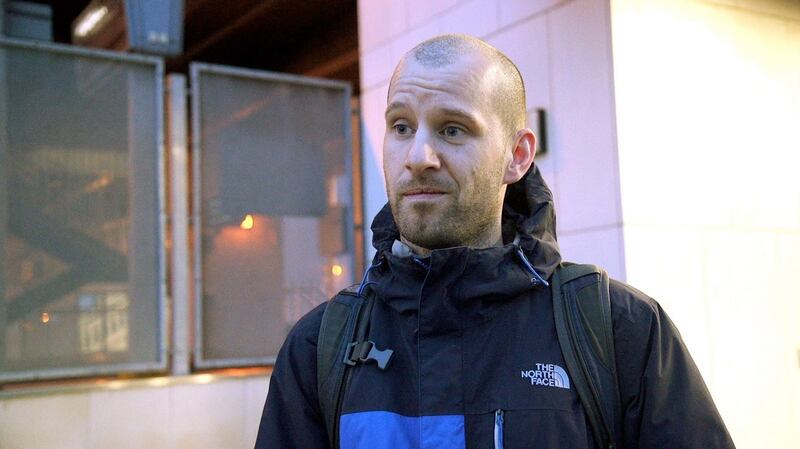 Commuter Brian Salter arrives at Adamstown train station after work. Photograph: Bryan O’Brien/The Irish Times