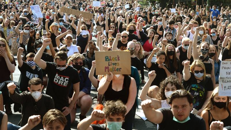 The protest was attended predominantly by young people. Photograph: Dara Mac Dónaill/The Irish Times