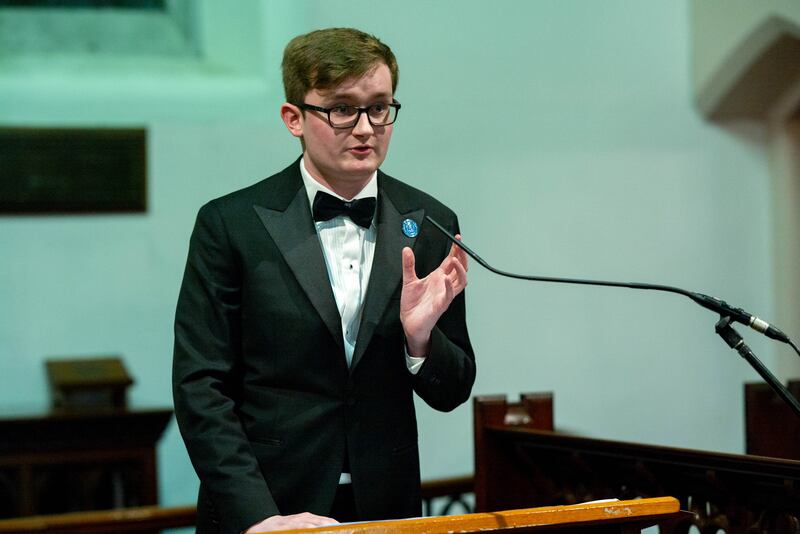 Eoin Connolly, TCD Hist, speaking at the Irish Times Debate. Photograph: John Ohle