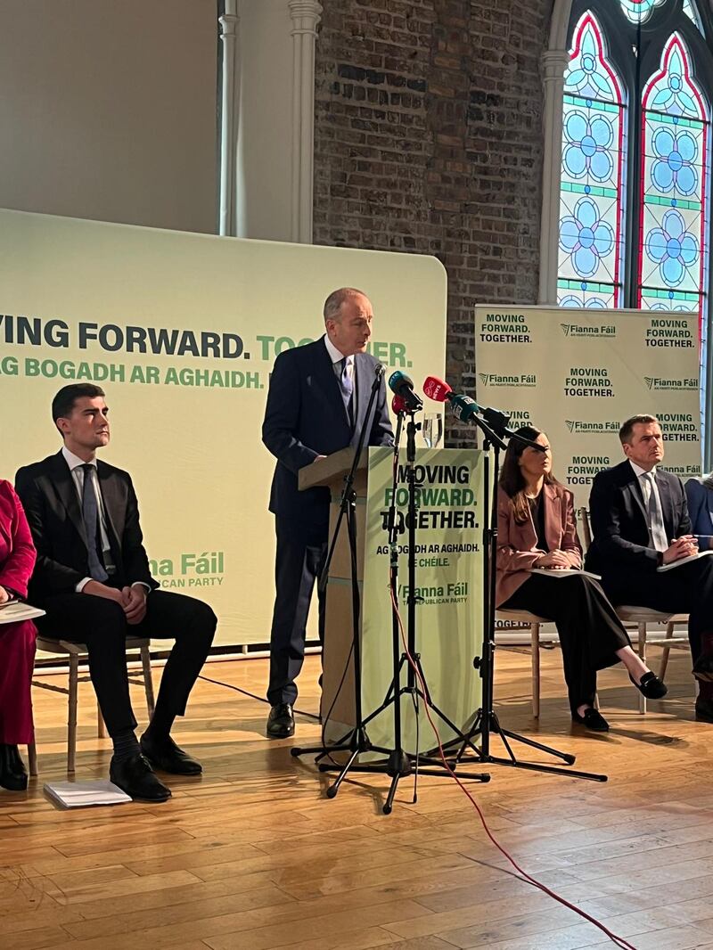 Tánaiste Micheál Martin launching his party's general election manifesto on Monday November 11th.