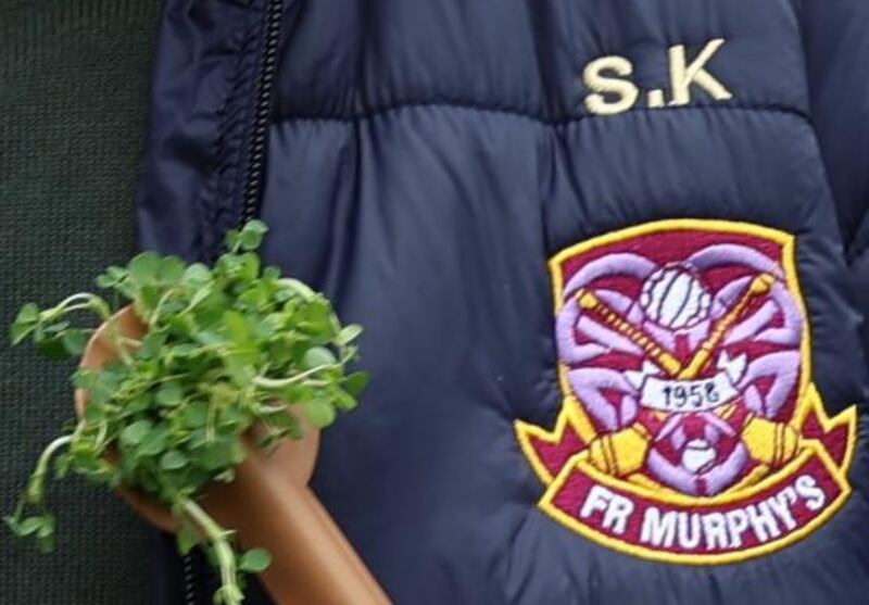 Mayor of London Sadiq Khan wearing a jacket given to him by the Fr Murphy's GAA club in the city at the St Patrick's Day parade.