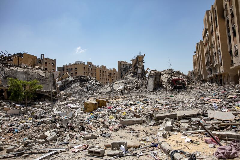 The damage after the withdrawal of Israeli forces from Hamad City in Khan Yunis in the Gaza Strip on August 24th. Photograph: Haitham Imad/EPA-EFE