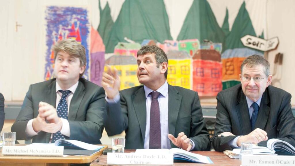 Michael McNamara, Andrew Doyle  (Chair) and Éamon Ó Cuív of the Joint Sub-committee on Fisheries launching their report on Inis Oírr off the Co Galway Coast. Photograph: Andrew Downes