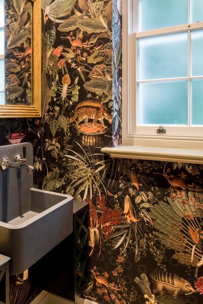 Wild animal bathroom wallpaper