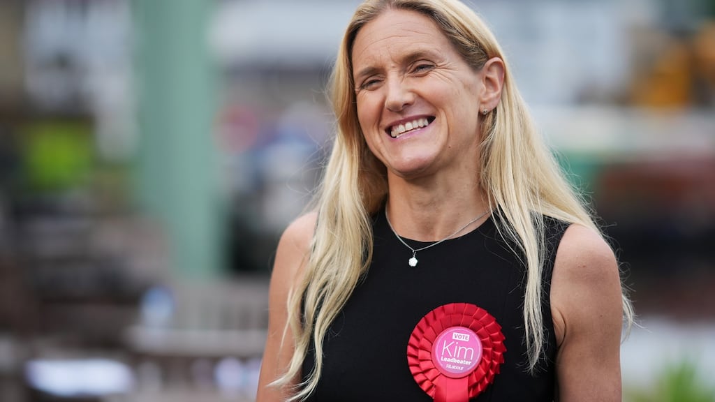 Kim Leadbeater of the Labour Party speaks to media after winning the Batley and Spen byelection at Cathedral House in Huddersfield, England on Friday. Photograph: Christopher Furlong/Getty Images.