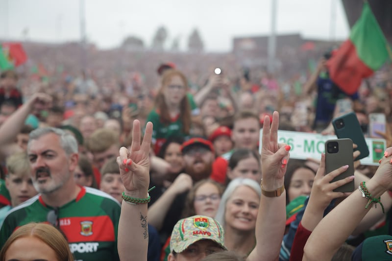 Mayo fans at MacHale Park, Castlebar for last Monday's homecoming. Photograph: Enda O'Dowd