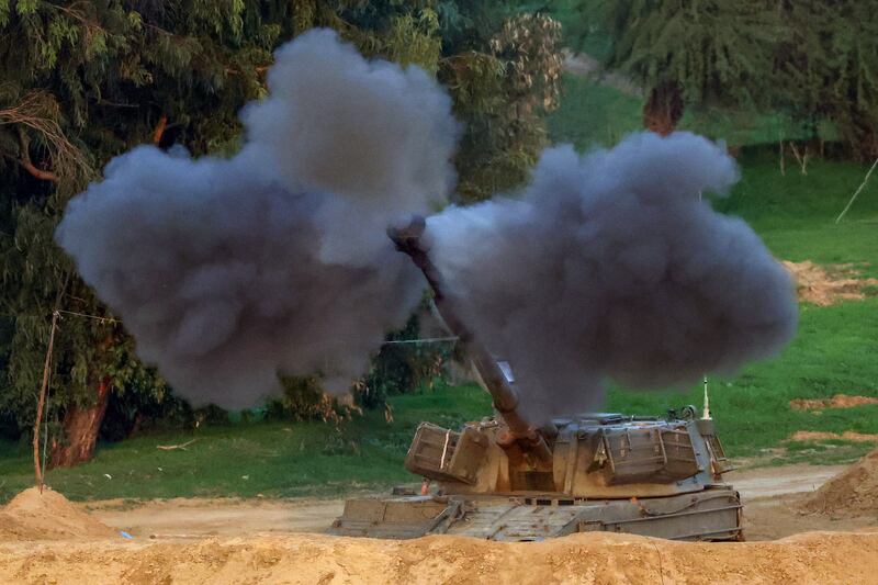An Israeli army self-propelled howitzer fires shells from a position near the border on December 27th. Photograph: Jack Guez/Getty 
