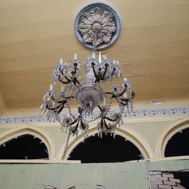 A chandelier in Sursock Palace, Beirut. Photograph: Hannah McCarthy
