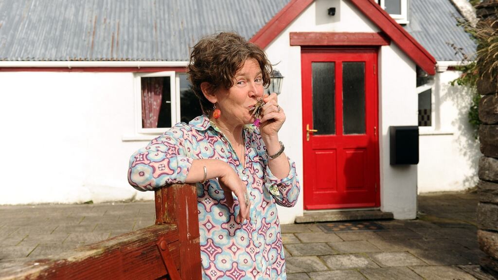 Michele Hallahan, winner of the raffled cottage, pictured as she picked up the keys. Photograph: Conor McKeown