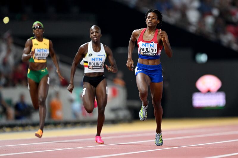 Marileidy Paulino of the Dominican Republic in action during her semi-final in Budapest. Photograph: Shaun Botterill/Getty Images