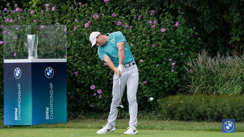 Rory McIlroy drives from the  first tee during the final round of the BMW Championship. Photograph: Stacy Revere/Getty Images