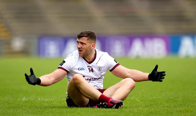 Damien Comer during Galway's meeting with Sligo in the final of the Connacht SFC. A low turnout for the game in MacHale Park points to the perceived inevitability of Galway's win, as well as the diminished status of the provincial football championships. Photograph: Ryan Byrne/Inpho