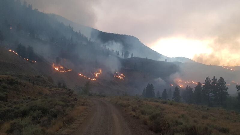 The fires are still burning in the hills around Spences Bridge. Photograph: Jim Ryan