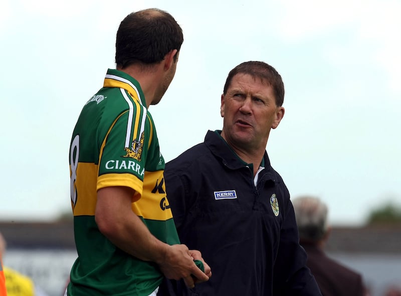 Jack O'Connor in conversation with Tadhg Kennelly during a game against Cork in 2009. Photograph: Cathal Noonan/Inpho