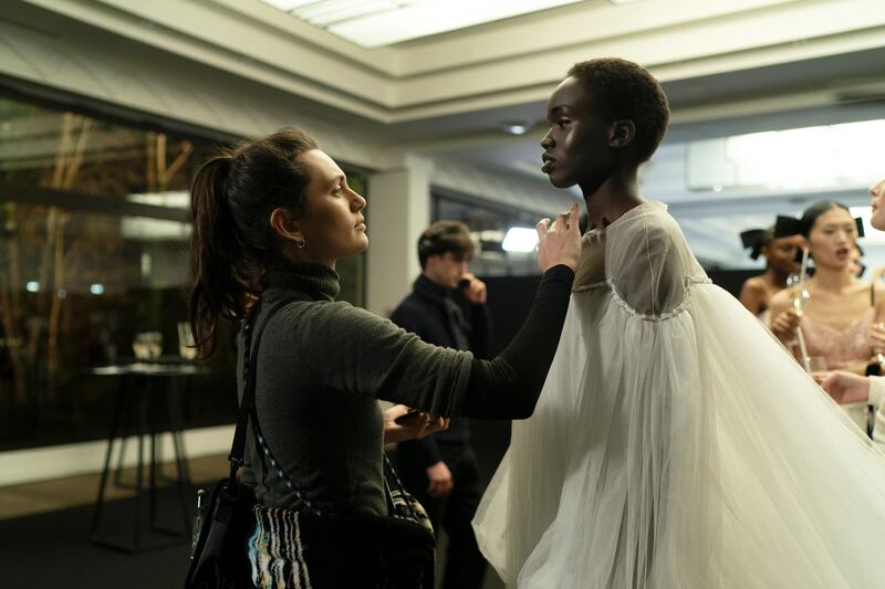 Ella Rumpf and Anyier Anei in Couture. Photograph: Carole Bethuel