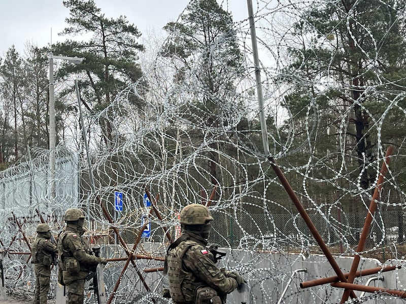 The Polish border with Belarus: Poland is set to spend close to 5 per cent of its gross domestic product (GDP) on defence this year, making it one of the big military beasts in the EU, alongside France. Photograph: Jack Power