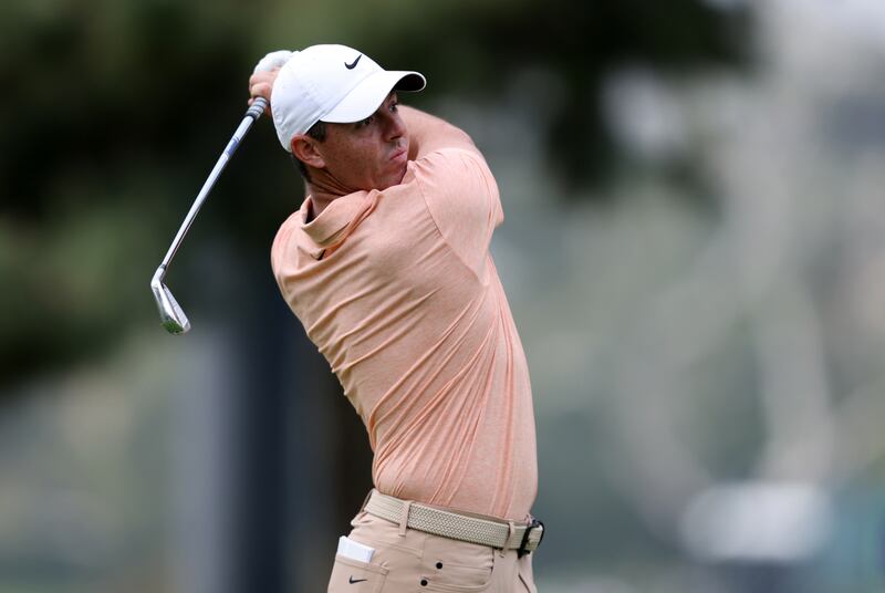  Rory McIlroy of Northern Ireland plays a second shot on the 11th hole during the second round of The Genesis Invitational. Photograph: Michael Owens/Getty Images