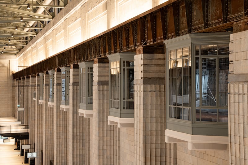 Battersea Power Station: Turbine Hall A's giant art-deco fluted pilasters. Photograph: James Parsons/Backdrop Productions