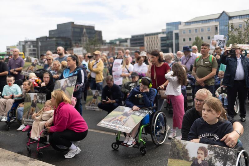 Hundreds attended the Justice for Harvey march in Dublin. Photograph: Chris Maddaloni