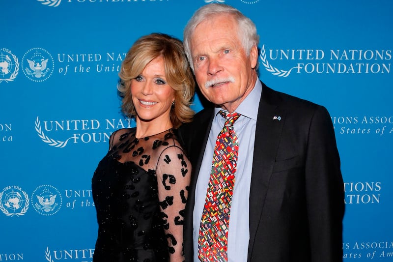 Actress Jane Fonda and CNN founder Ted Turner at the United Nations Foundation Global Leadership dinner in New York in 2013. Photograph:Jason DeCrow/AP