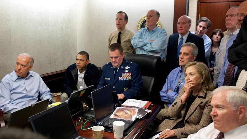 The Situation Room of the White House, May 1st, 2011.  Photograph: Pete Souza/The White House/MCT via Getty Images