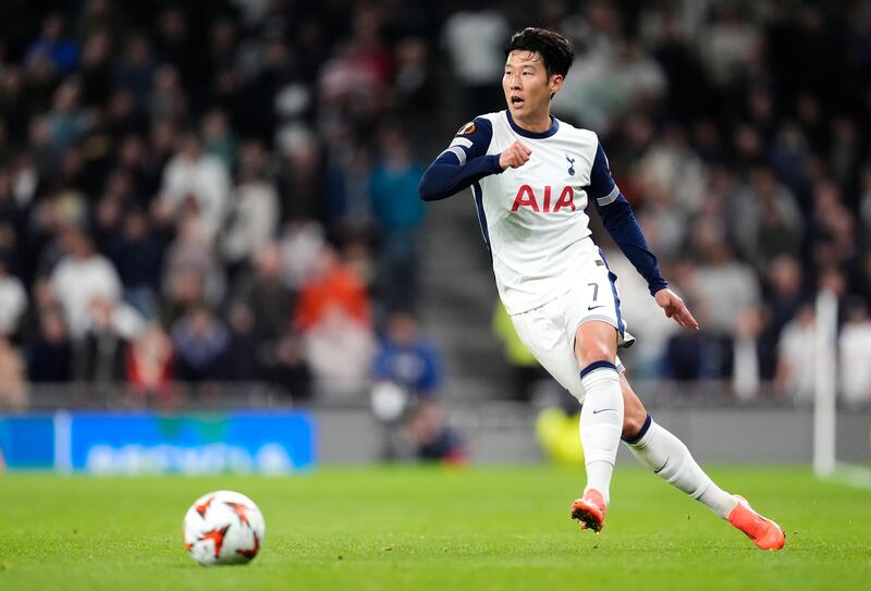 Tottenham Hotspur skipper Son Heung-Min is hoping to lead the line against United this weekend. Photograph: Nick Potts/PA 

