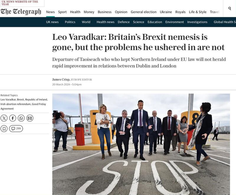 Varadkar resigns Telegraph reaction March 20, 2024