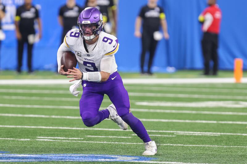 Minnesota Vikings quarterback JJ McCarthy during the game against the Detroit Lions. Photograph: Scott W Grau/Icon Sportswire via Getty Images