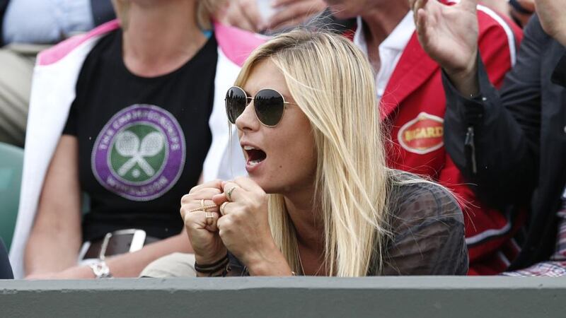 Maria Sharapova’s vocal  support of  boyfriend  Grigor Dimitrov could not save the Bulgarian from defeat. Photograph: Jonathan Brady/PA Wire