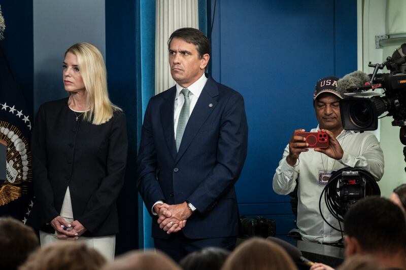 Deputy US attorney general Todd Blanche with attorney general Pam Bondi at the White House in Washington. Photograph: Pete Marovich/The New York Times