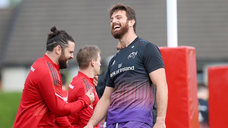 Jean Kleyn feel the strain during a Munster training session at UL on Wednesday. Photograph: Bryan Keane/Inpho