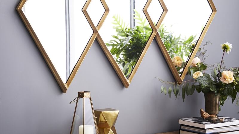 Diamond-shaped overlapping mirror, €499, Arnotts.