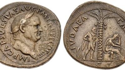 Jewish men with the “philosopher” look are portrayed on Roman coins issued by the emperors Vespasian, such as these, and Titus. Photograph: Classical Numismatic Group/Wikimedia Creative Commons