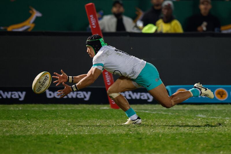 South Africa winger Cheslin Kolbe gathers his own kick to score his side's second try in Pretoria. Photograph: Marco Longari/AFP via Getty Images