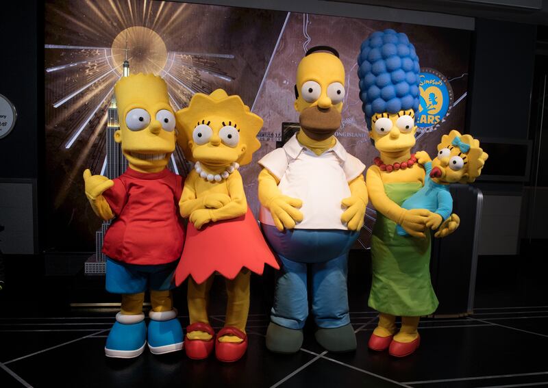 The Simpsons 'visit' the Empire State Building, New York City, to celebrate the 30th anniversary of the show, in December 2018. Photograph: Noam Galai/Getty Images