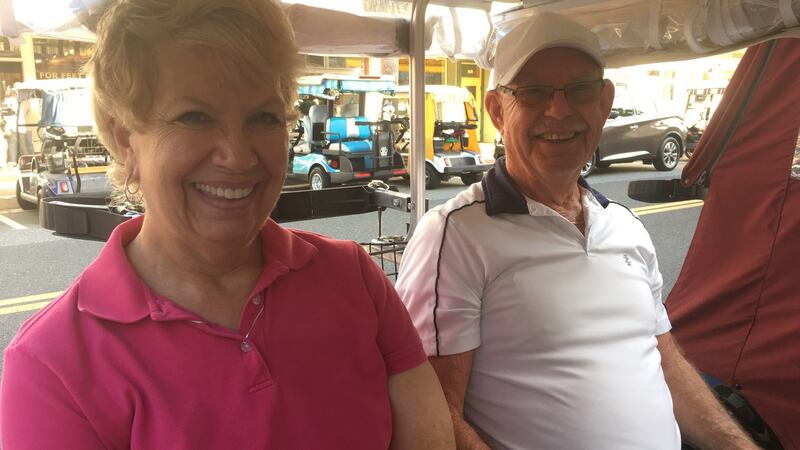 Villages residents Denise and Bill   Ralston. They have already voted for Hillary Clinton in the US presidential election. “We believe he’s nuts,” says Bill of Trump. “To be honest with you, I think Hillary leaves a little to be desired as well.” Photograph: Ruadhán Mac Cormaic