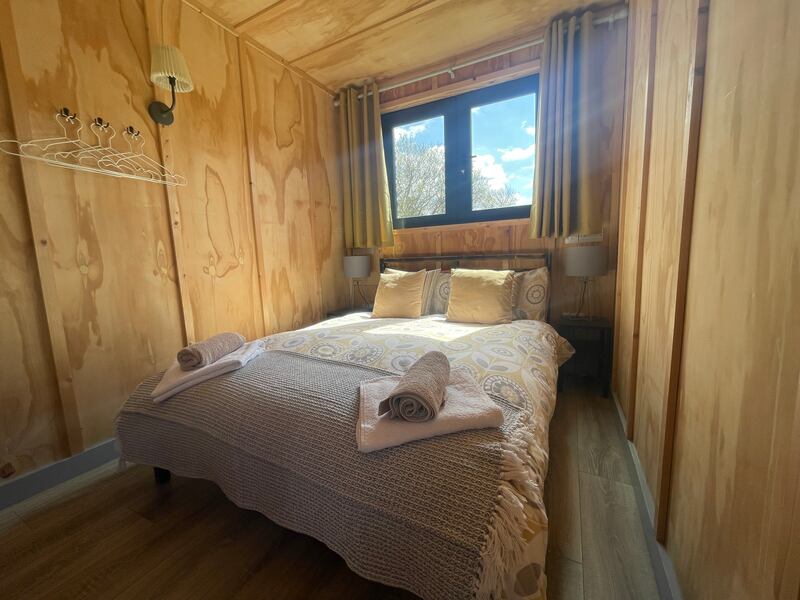 Bedroom inside the former shipping container
