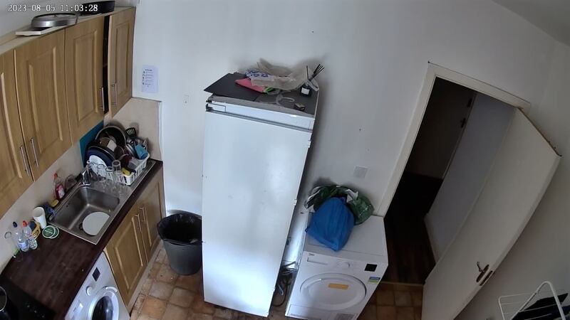 A screenshot from a CCTV camera recording from within a Marc Godart property on Dublin's Capel Street. Godart had live access to a number of cameras within rented properties.
