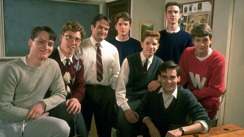 Ethan Hawke (centre) with Robin Williams (centre, left) in Dead Poets Society. Photograph: Francois Duhamel/Sygma via Getty Images