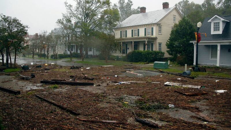 Debris from Hurricane Florence covers a street in downtown New Bern, North Carolina, US. Photograph: AP Photo/Chris Seward