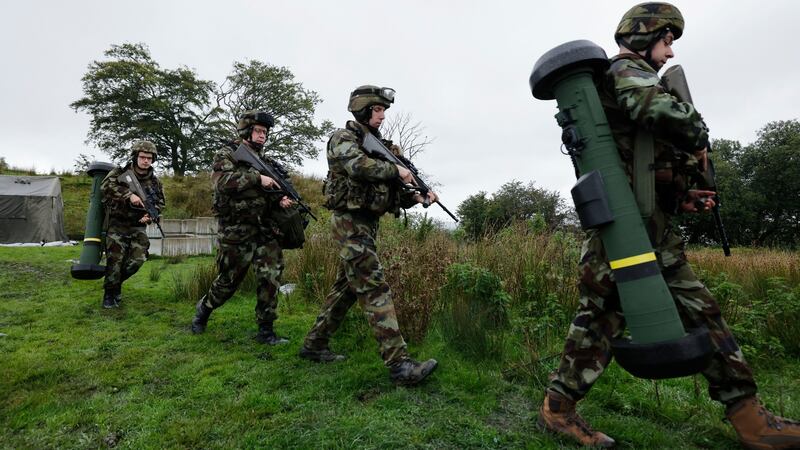 Members of the 119th Unifil Infantry Battalion heading to Lebanon in November at the Glen of Imaal. Photograph: Alan Betson