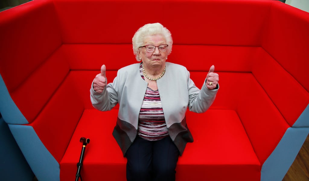 Phyl McDonald celebrating being Dún Laoghaire Active Retirement Association's oldest member in 2018. Photograph: Nick Bradshaw