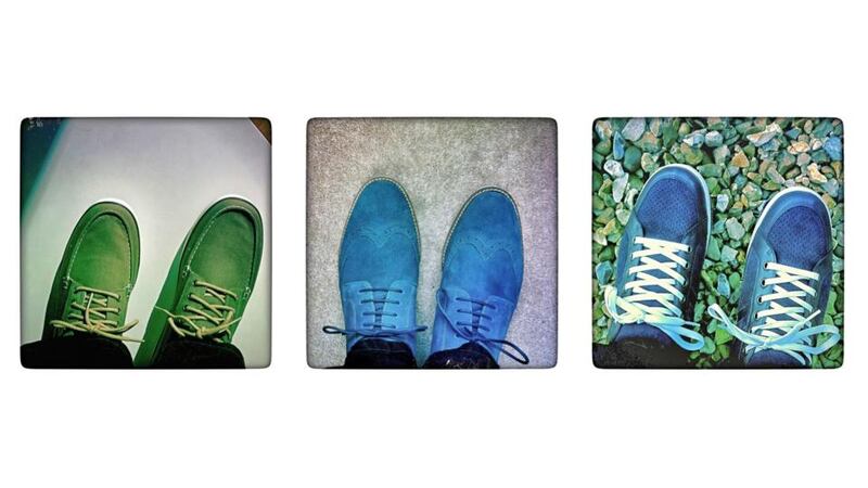 From left; runners (€120), by Fit Flop; Blue loafers (€63) by Red Herring at Debenhams; and navy runners (€49), at Marks & Spencer. Photographs: Bryan O’Brien