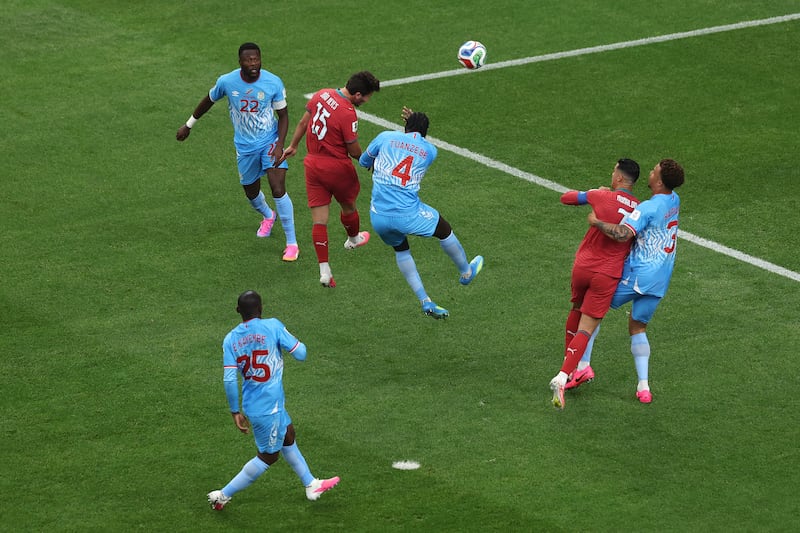 Joao Neves scores Portugal's opening goal. Photograph: Lars Baron/Getty Images