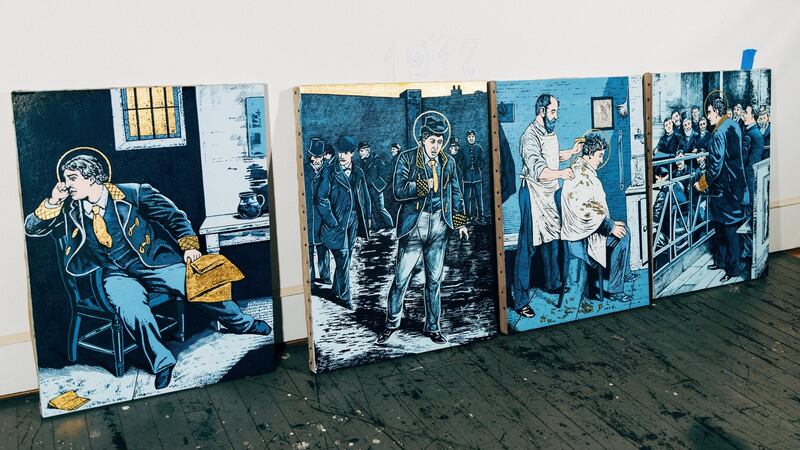Pieces for the Oscar Wilde Temple  installation  Peter McGough’s studio  in Brooklyn. Photpgraph:   Andrew White/The New York Times