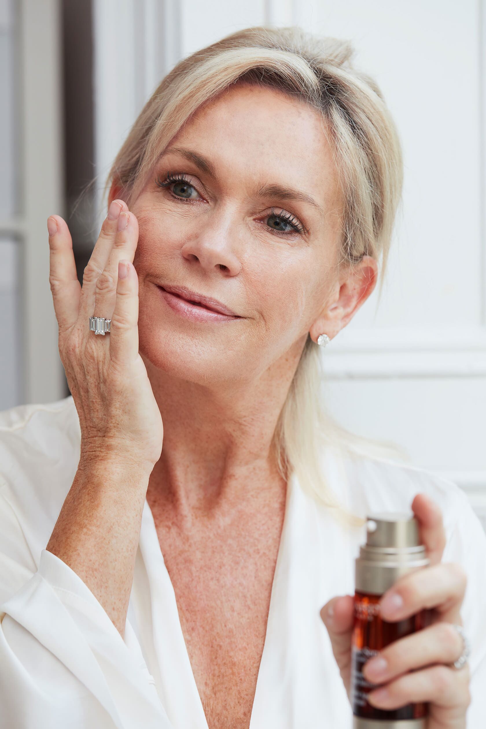 <strong>Step 2: sugar rush</strong><br />
Glycation is a big concern for all age groups but, it becomes particularly aggressive in your 50s. It’s a process whereby both naturally occurring and ingested sugars degrade the collagen and elastin tissues. These skin substructures are already in shorter supply in your 50s, especially around the neck, bust and eye area, so using products targeted to directly reboot collagen supplies is key. As skin becomes more transparent, products designed to protect the walls of the blood vessels will help prevent more redness creeping through, too. We recommend Clarins Super Restorative Total Eye Concentrate for turbo charging the thin epidermis with lifting and protecting ingredients.