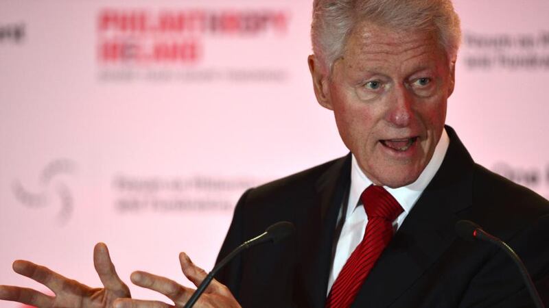 Former US president Bill Clinton speaking at the Conrad Hotel in Dublin last night.  Photograph: Alan Betson/The Irish  Times